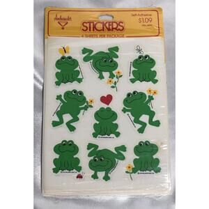 Vintage Hallmark Ambassador Frog Stickers 4 Sheets 1979